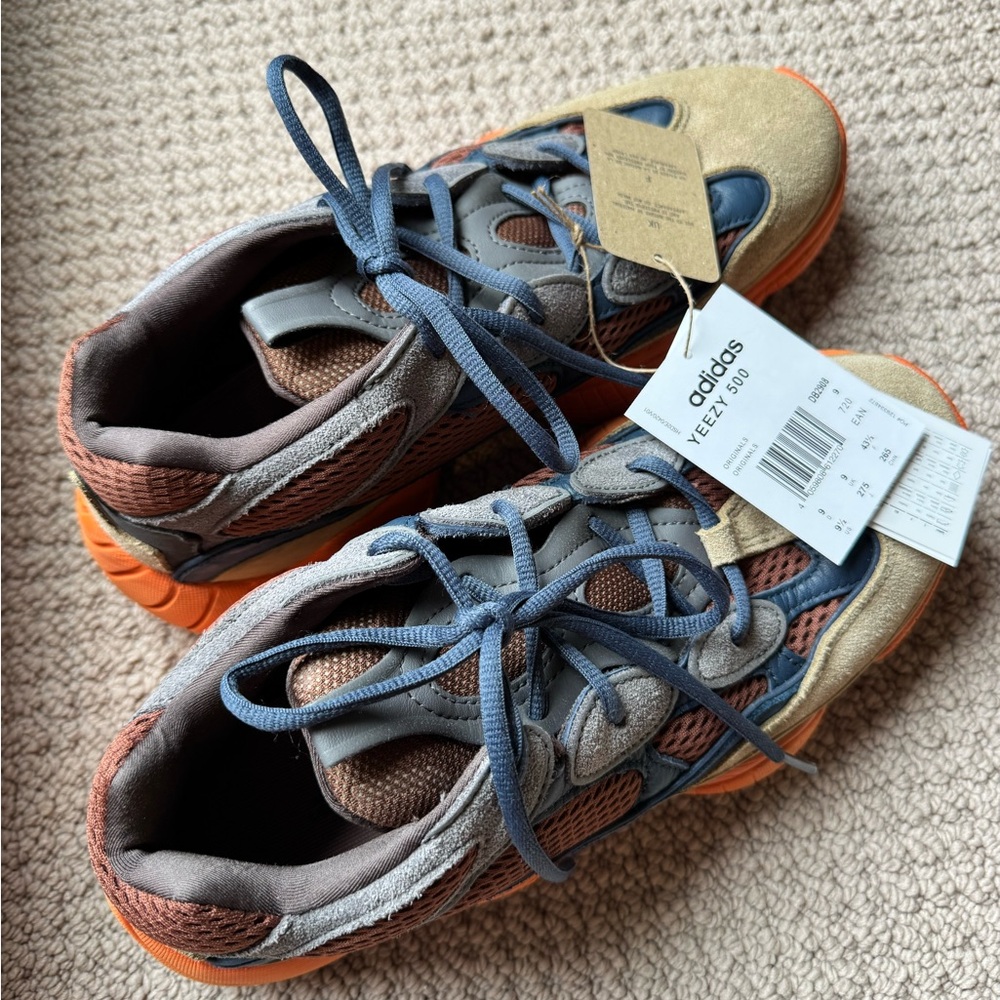Adidas Yeezy 500 Sneakers - Navy, Beige, and Orange